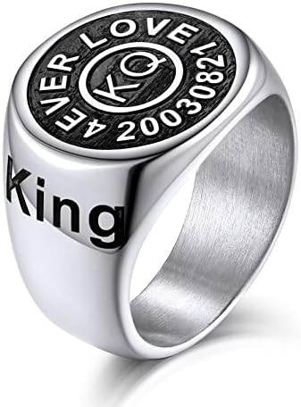 KeyStyle Stainless Steel Signet Rings Personalized for Men, Women...