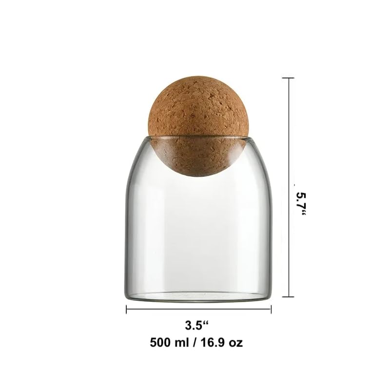 KRAFTSTORIES Glass Terrarium with Airtight Wood Lid (Ball Cork) | Closed Terrarium Planter | Clear Glass Bottle Jar Container | Set of 3 | Moss Terrarium Jar (500ml / 16.9oz)