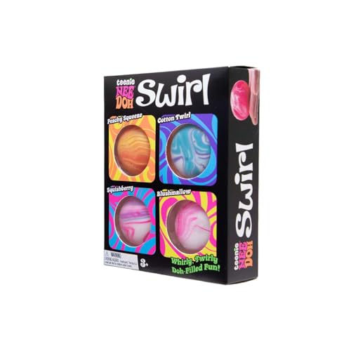 Image of Schylling NeeDoh Teenie Swirl 4 Pack - Sensory Squeeze Toy - 1.5 inch in Diameter - Colors May Vary