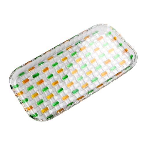 Bandeja de vidrio transparente para postres con relieve texturizado 8