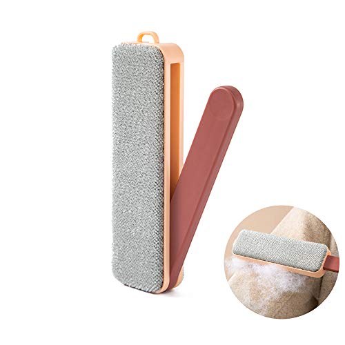 Lint Remover Brush, Foldable Pet Hair Remover, Self-Cleaning Brush for Lint & Hair Removal, Portable Dog or Cat Fur Cleaner Tool for Furniture, Carpet, Clothing, Car Seat & Upholstery (RED)