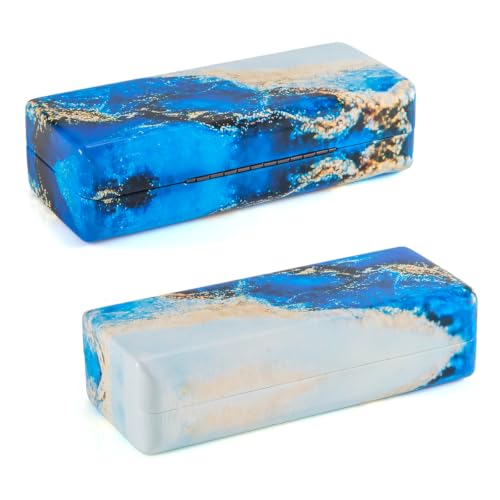 Image of TRIUMPH VISION Sunglasses Case Hard Shell Glasses Case Eyewear Eyeglasses | Sunglass Eyeglass Hard Case for Women and Men Metal PU Leather Lined Storage with Microfiber Cleaning Cloth Protection