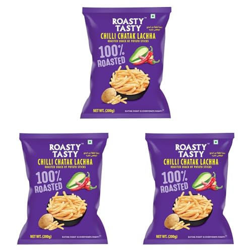 Image of Roasty Tasty Chilli Chatak Lachha | Roasted Potato Sticks | Healthy Snacks | Roasted Namkeen Snack | Guilt Free | Diet Chiwda | Source of Protein | Perfect Snack for All Occasions | Potato Flakes | 200g
