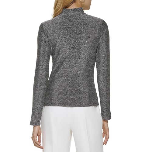 DKNY Women's Mock Neck Cutout Detail Knit Top4