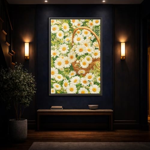 Tableau de salon fleurs blanches au-dessus de la console entree design - 4