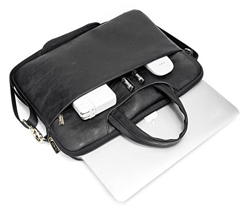 Kinmac 360° Protective Waterproof PU Leather Laptop Shoulder Messenger Sleeve Briefcase case Bag (13 inch-14 inch, Black PU)2