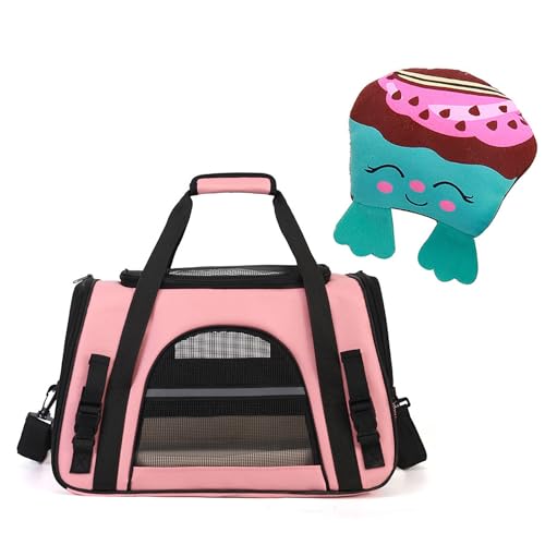 ペットキャリー 便携外出 折りたたみ可能 収納容易 補強防水 ファスナー付き旅行鞄 猫小型犬外出トランク ブラケット 安心感猫小屋 犬ケージ 半透明 風通しの良い屋外散歩犬鞄 暴走防止 旅行 診察 買い物 災害回避 (ピンク)