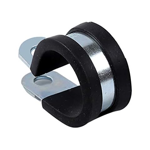 Xiedeai Hand Tools Hose Pipe Clamps - 6 PCS Rubber Lined P Clips 304 Stainless Steel Fastener Holder Metal Cable Mounting Fuel Hose Pipe Clamp 32mm Cover