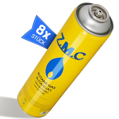 Z.M.C 8X Universal Gaskartuschen 330g, Propan/Butan Gas 600ml, Schraubgewinde Anschluss, Gaskartusche EN417, Schraubkartusche für Unkrautbrenner, Abflämmgerät, Lötbrenner, mit Schraubventil