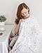 Amazing Baby Silky Swaddle Muslin Blankets, Set of 2, Bamboo Viscose, Drops and Dots, Sterling