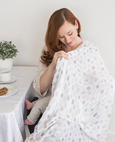 Image of Amazing Baby Silky Swaddle Muslin Blankets, Set of 2, Bamboo Viscose, Drops and Dots, Sterling (Pack of 2)