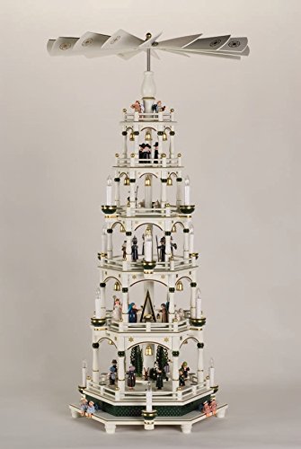 Rudolphs Schatzkiste Cinque-Fase della Piramide, azionamento/Legno Weis Verdi e elettrici di Erzgebirge della Piramide tavola di Illuminazione (220V) 106 cm