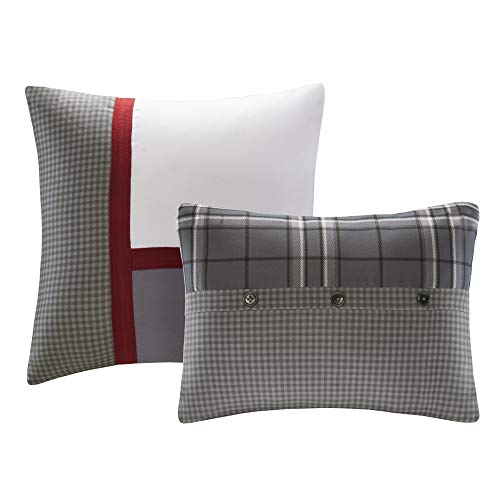 Intelligent Design Daryl Teen Boys Duvet Cover Full/Queen Size - Grey , Plaid – 5 Piece Teen Boy Bedding – Peach Skin Fabric Lightweight Duvet Cover Set #TOP2