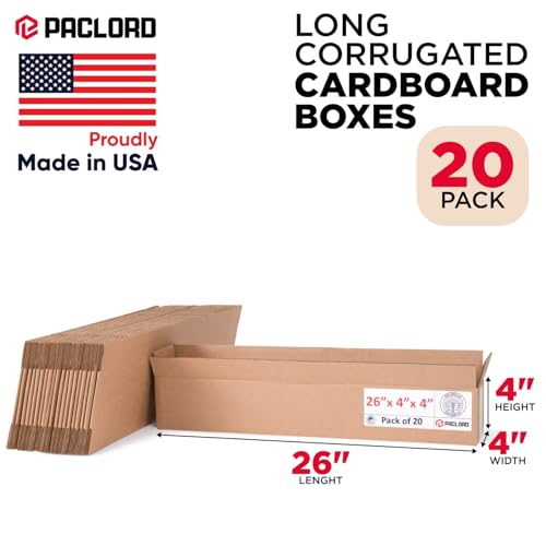 Image of Long Cardboard Boxes 26 inchL x 4 inchW x 4 inchH (Pack of 20) - USA-Made Packing Boxes for Moving, Shipping, or Storage - USPS, UPS, FedEx Approved - Professional Packing Supplies for Moving | USA-Made Packing Boxes for Moving, Shipping, or Storage - USPS, UPS, FedEx Approved - Professional Packing Supplies
