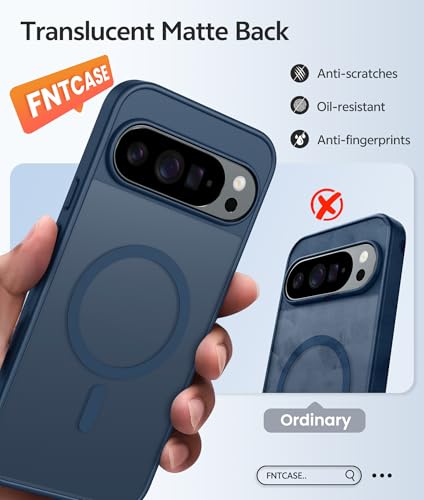 Image of FNTCASE for Google Pixel 10 Pro XL Case: for Pixel 9 Pro XL Case [Fit for Magsafe] Translucent Matte [with Screen Protector] Military Grade Shockproof Protective Magnetic Phone Cover (6.8inch - Blue)