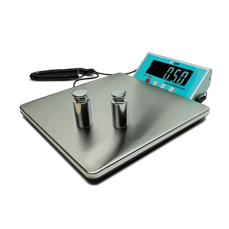 BDCOM MD-200K Báscula de paquetería (200kg x 100g) plato de 27x27cm, alimentación a pilas y a 220 V, ideal para paquetes y cajas
