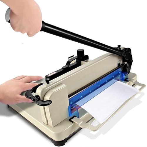 Wytrzymała przemysłowa gilotyna do papieru, 12-calowa ręczna gilotyna do papieru A4 z automatyczną blokadą ostrza i zaciskiem, tnie 400 arkuszy (WhiteA4)