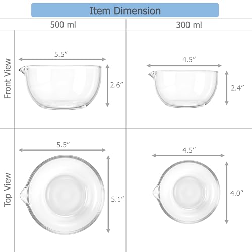 Tazones de vidrio EIKS con pico 300ml y 500ml miniatura 5