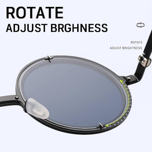 Ultralight Sunglasses Adjustable Tint Polarized ND Filter Lenses – 1-9 Gear Round Frame for Men4