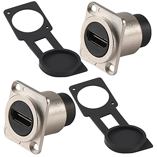 ANMBEST 2PCS HDMI Waterproof Connector, Metal Shell M25 Panel Mounting Female to Female HDMI Bulkhead Coupler with Waterproof Dust Cap