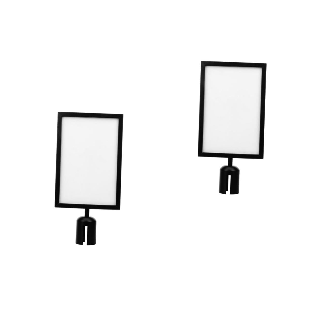 STOBOK Stanchion Sign Holder with Retractable Belt Vertical Portrait Display Frame for Queue Barrier Metal Barrier Post Sign Frame for Airport and Office Guidance 17.32X8.66X5.12 Inch Pack of 2