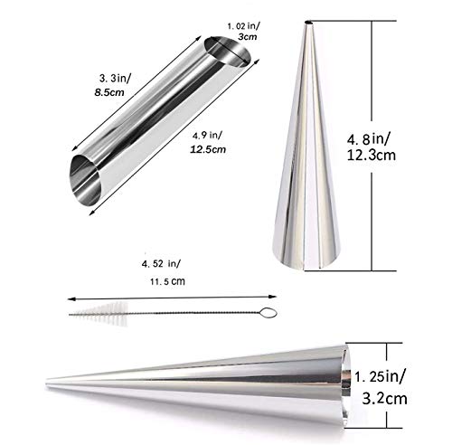 Cannoli Backform - 21 Stück, Edelstahl, Cannoli-Form, Röhren, Sahne, Rollform, Schraubform, Croissant-Form, kegelförmige Form für Cannoli-Röhren, Croissant, Backformen, Form mit Reinigungsbürste