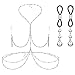 Longita Chaînes de Corps Chaînes pour Cou et Mamelons et Taille Bijoux de Bikini Long Faux Piercing Tétonn pour Femme Non Piercing Anneau de Mamelon avec Colliers Ajustables