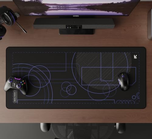 Image of Kreo Terra XXL Deskmat Premium Glass - Smooth Surface, 4mm Cushioned Base, Anti-Fray Stitched Edges - 900x400mm Large Desk Pad for Gaming & Work (Geometric)