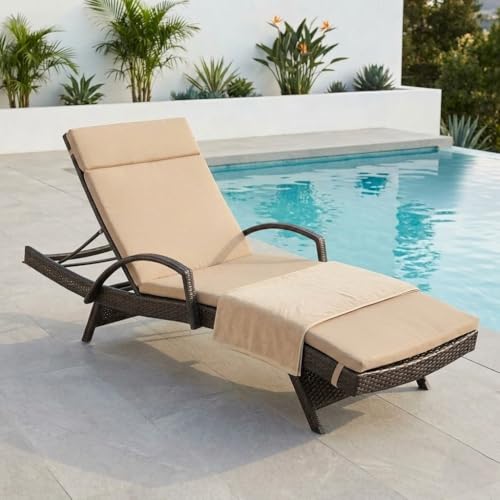 LOCCUS Outdoor Rattan Sun Lounger with Side Table | All-Weather W...