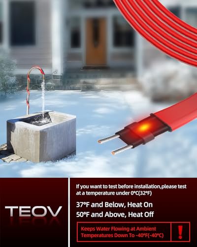 Frostschutz Heizkabel, Selbstregulierendes Heizkabel inkl. Thermostat und Schuko-Stecker, Rohrheizkabel für Rohrfrostschutz 25W/M 230V IP65, 4M