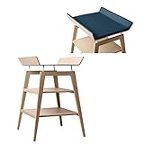 Contenu de la livraison : 1 table à langer Linea by Leander en chêne avec coussin en mousse et housse de couleur bleu foncé.