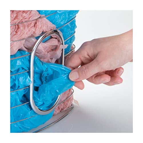 Mdesign Steel Hanging Cabinet Storage Organizer Holder For Kitchen, Pantry - Holds Plastic, Sandwich, Garbage, Grocery And Trash Bags; Wrap, Foil, Pack - Spira Collection - Chrome #TOP5