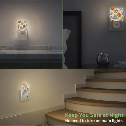Image of Thanksgiving Pumpkin Night Light, Thanksgiving Fall Night Light Plug into Wall with Dusk to Dawn Sensor, LED Lamp Energy Saving Lights for Men Women Boys Girls,Lamp for Bedroom Bathroom Hallway