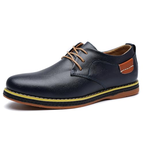 Mens Casual Shoes Lace-up Classic Oxford Leather Shoes Business Formal Comfortable Fashion Dress Sneakers Soft Loafers Shoe for Office Walking