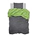 Produktbild Aminata Kids - Bettwäsche 135 x 200 Uni grün Einfarbig Uni-Farben-Motiv Zwei-farbig-e Baumwolle anthrazit dunkel-grau dunkel-grün Wende-Bettwäsche-Set Jugendliche Mädchen Jungen