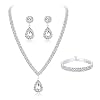 Subiceto Bridal Jewelry Set for Wedding Simple Necklace Teardrop Dangle Earrings Bracelets Crystal Prom Bridal…