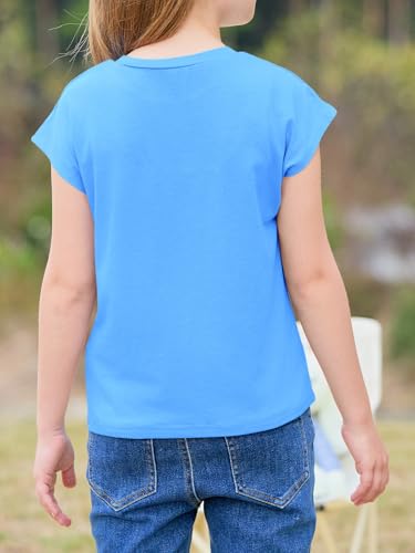 Image of Imily Bela Girls Short Sleeve T Shirts Crew Neck Cap Sleeve Tank Tops Casual Loose Summer Shirt Kids 5-14 Years