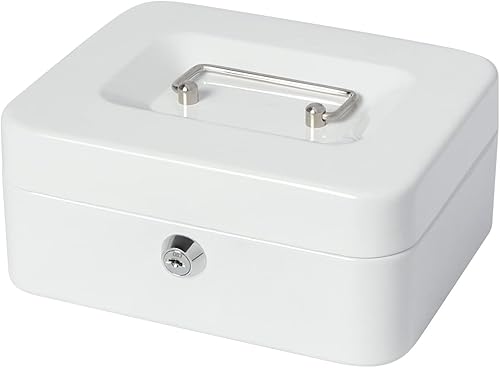 Lovndi - Caja de dinero pequeña con bandeja de dinero y cerradura caja de dinero de metal para efectivo caja de seguridad de 787 x 63 x 354 pulgadas