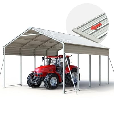 Quictent Heavy Duty 12x21 FT Vertical Roof Metal Carport, Pre-Drilled All Weather Car Shelter for Boat, Vehicles & Farm Equipment