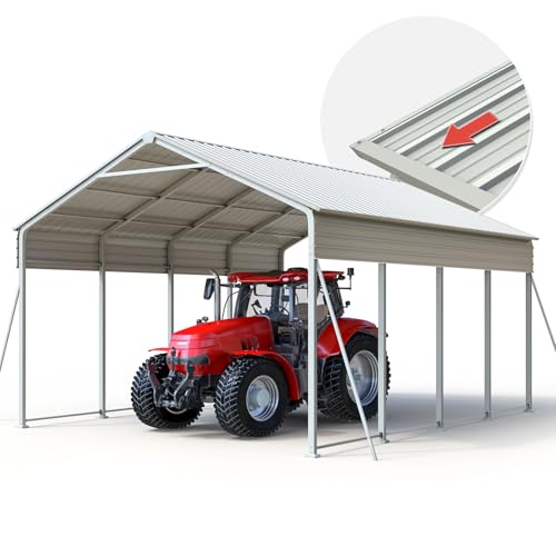 Quictent Heavy Duty 12x21 FT Vertical Roof Metal Carport, Pre-Drilled All Weather Car Shelter for Boat, Vehicles & Farm Equipment