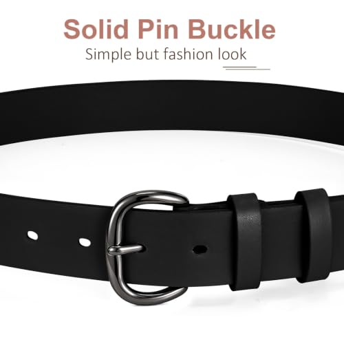 Image of WHIPPY Women Leather Belt for Jeans Pants Dresses Black Ladies Waist Belt with Pin Buckle