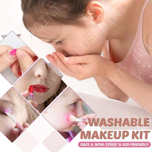 Image of PLUSPOINT Kids Makeup Kit for Girls, Washable Makeup Set for Girls, Make up Set for Kids, Girl Toys Children Play Beauty Kit with Folding Case Birthday Gifts for Girls Age 4 5 6 7 8 Year Old