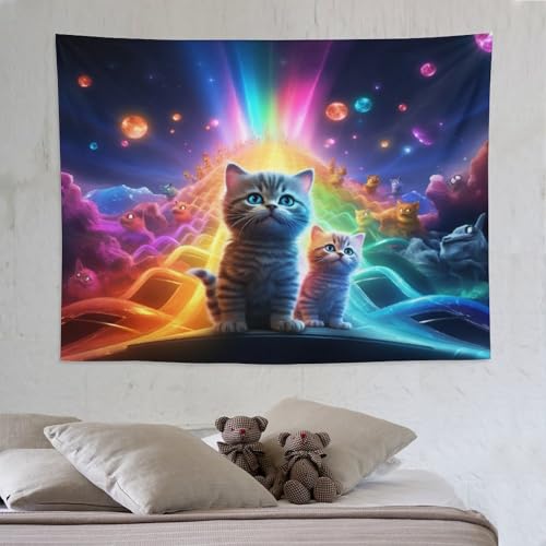 Tapisserie murale chat mignon grand format 150x200 doreur interieure