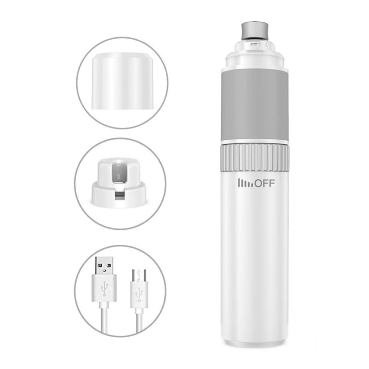 Coupe-Ongles Électrique pour Animaux Blanc Fonction de Lissage des Griffes, Rechargeable USB, Outil Portable pour Chats et Petits Chiens