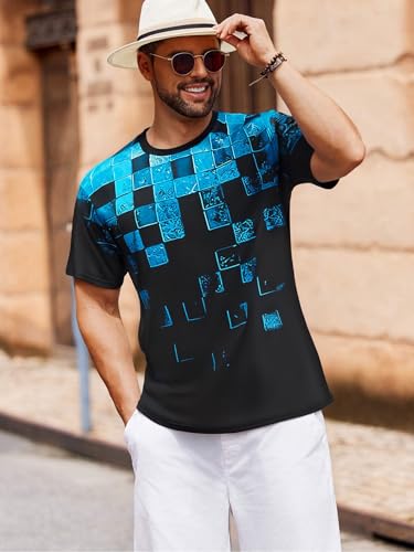 Mens Abstract Graphic Crew Neck T Shirt Casual Short Sleeve Vintage T Shirt