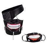 Hallwayee 3D Tokyo Ghoul Mask with Face Mask Cosplay Mask for Halloween Costume Party Decorations Props (Ghoul Mask+ Face Mask)
