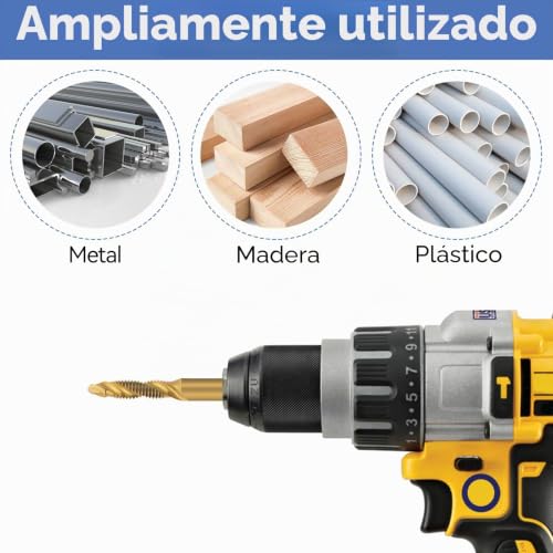 Miniatura 6 de Misiqima Juego De 6 Machos De Roscar Hss, M3, M4, M5, M6, M8, M10, Vástago Hexagonal Métrico De 1 4 Pulgadas, Para Madera, Metal Y Plástico