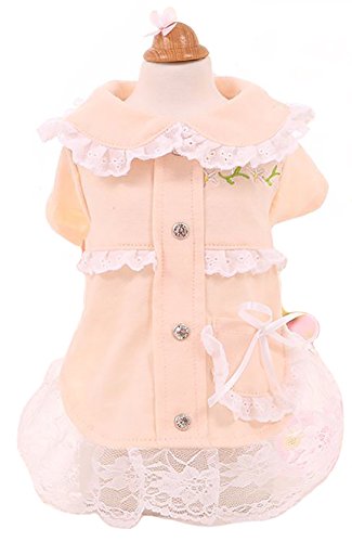MaruPet Adorable Sweety Puppy Doll Collar Princess Dress Lace Hawaii Tutu with Bowknit for Small, Extra Small Dog Wiener Dog Teddy, Chihuahua, Shih Tzu, Yorkshire Terriers Incarnadine Pink L