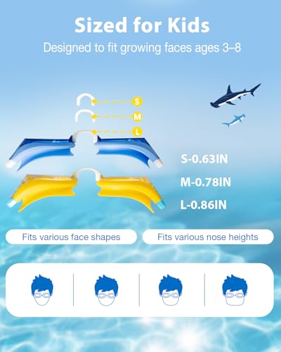 Pixel Panda 2 Pack Kids Swim Goggles with Fabric Strap for 3-8 Anti-Fog Anti-UV, No Leak No Hair Pulling Swimming Goggles Boys Girls Youth Toddlers Pool Water Protection(Blue and Yellow) - image 6