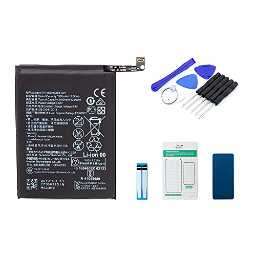 Akku kompatibel mit Huawei P20 inkl. Werkzeugset | 3320mAh Batterie | inkl. DIY Reparaturset Cover